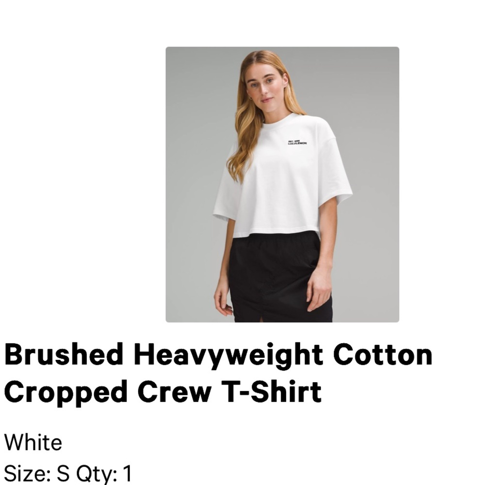 Lululemon Brushed Heavyweight Cotton Cropped Crew T-Shirt Size S